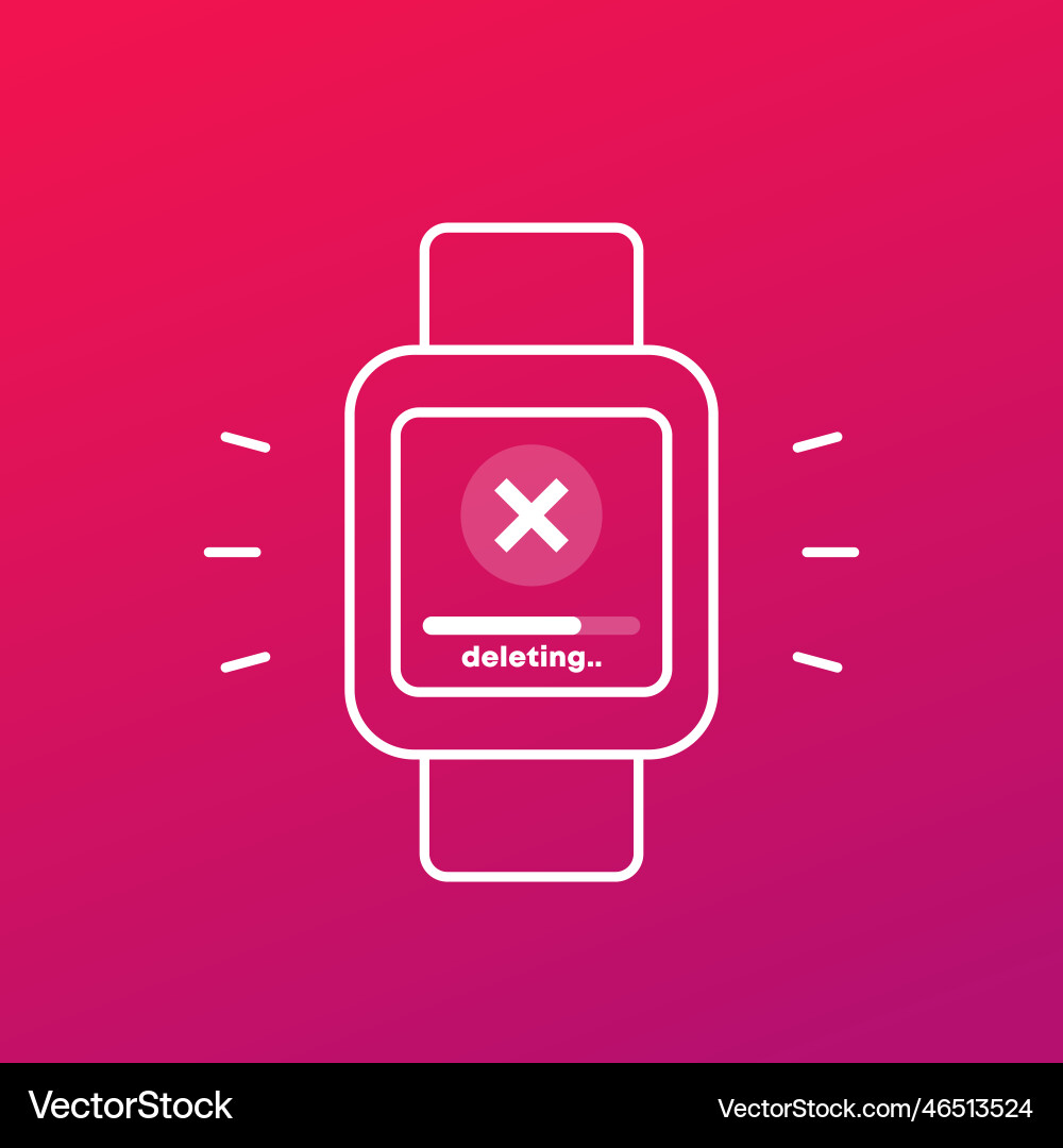 Deleting files erasing data icon with smart watch Deleting files erasing data icon with smart watch vector image