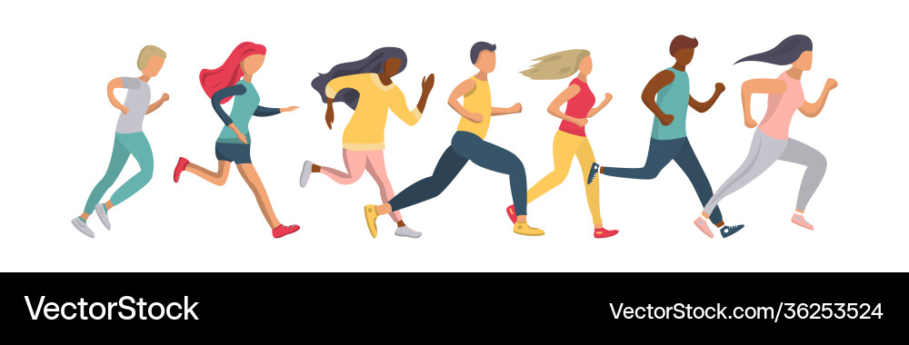 Die Menschen führen einen Marathon Männer und Frauen Die Menschen führen einen Marathon Männer und Frauen vektorbild