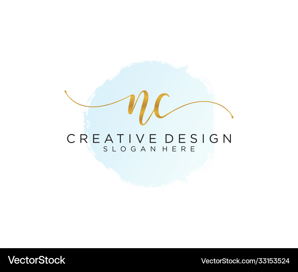 Elegant Initial Logo - NC Script vector image