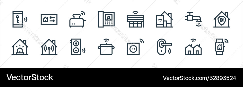 Flat smarthome line icons linear set quality Vector Image