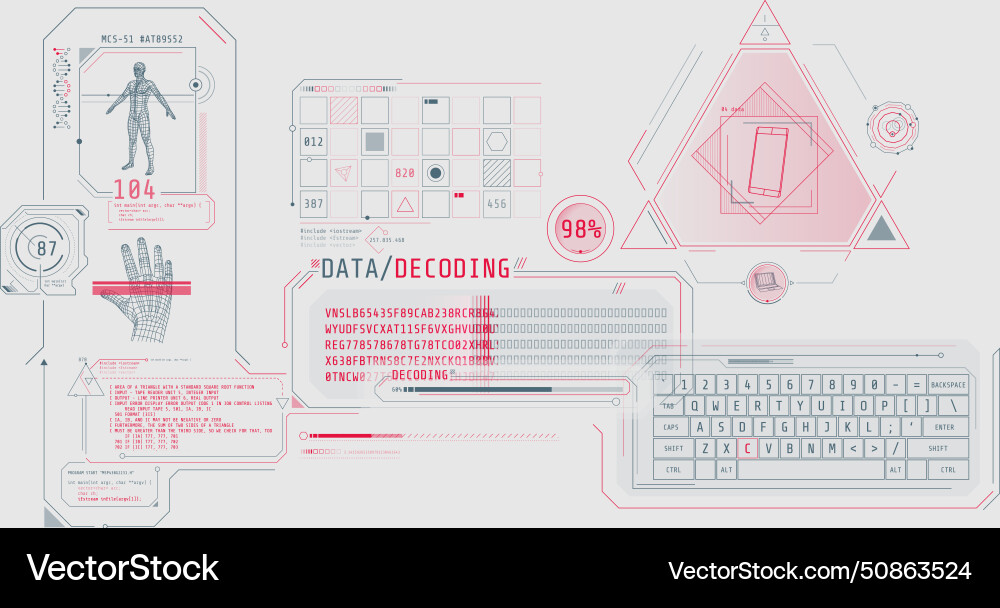 Futuristic hud interface for entering and decoding Futuristic hud interface for entering and decoding vector image