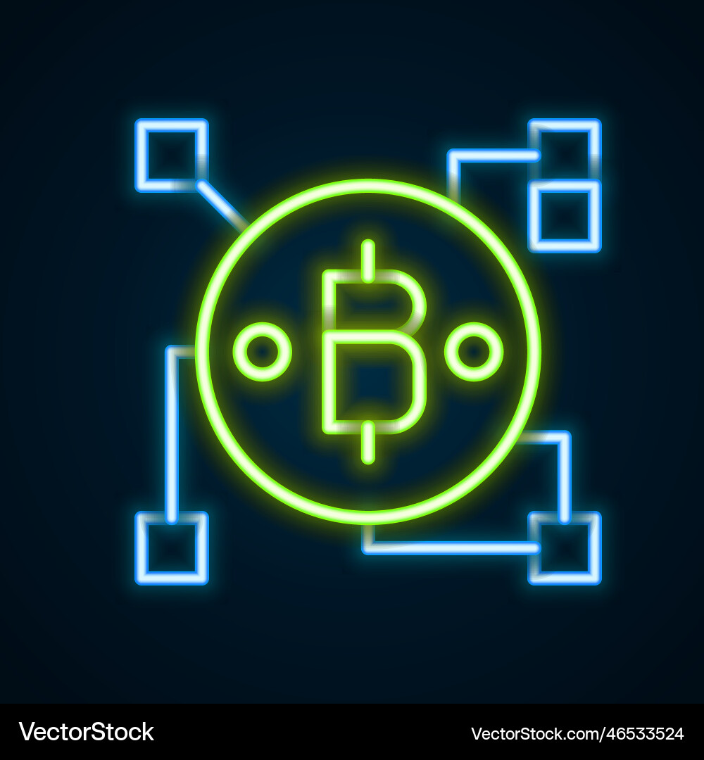 Glowing neon line blockchain technology bitcoin Glowing neon line blockchain technology bitcoin vector image