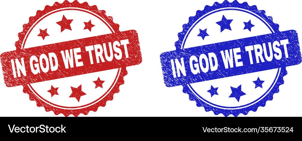 In god we trust rosette stamp seals with corroded In god we trust rosette stamp seals with corroded vector image