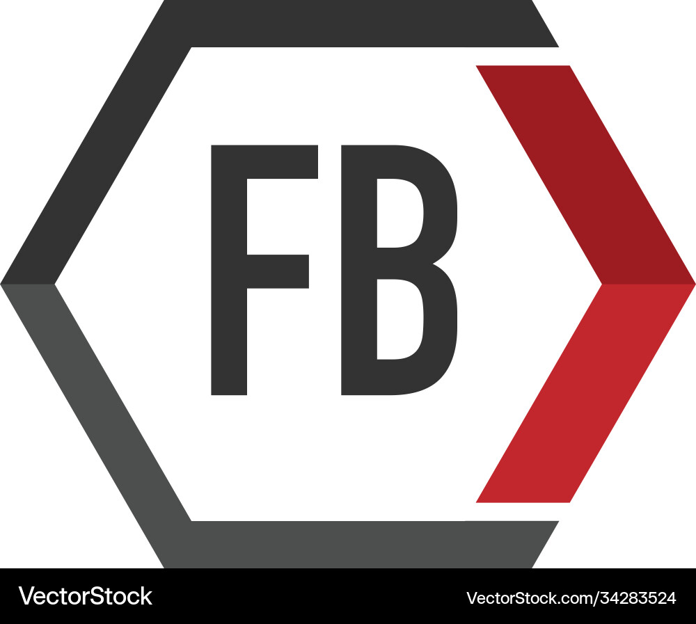 Initial letter fb linked hexagon monogram logo Vector Image