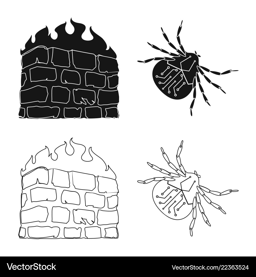 Isolated object of virus and secure symbol set vector image