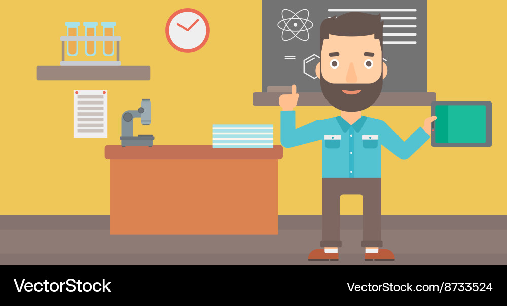 Man holding tablet computer Vector Image