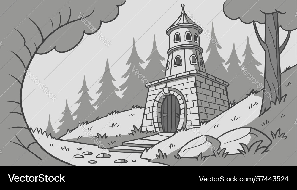 Medieval gatehouse in forest design generative ai Vector Image