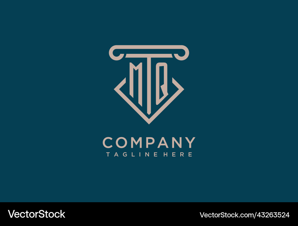 Mq initial with pillar icon design clean vector image