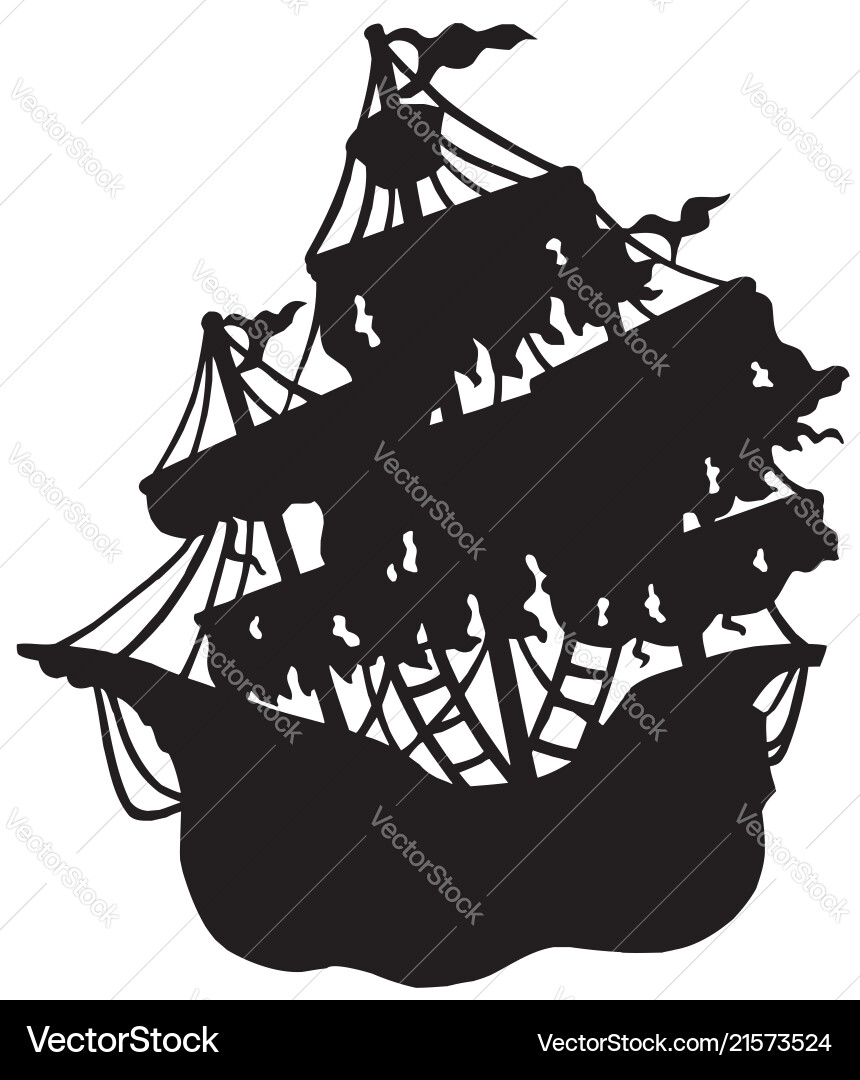Mysterious ship silhouette Mysterious ship silhouette vector image