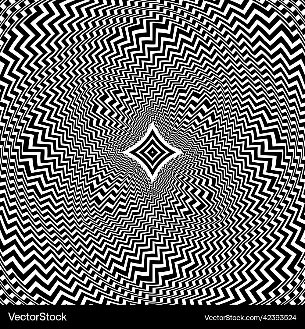 Optical art circular pattern of zigzag black Optical art circular pattern of zigzag black vector image
