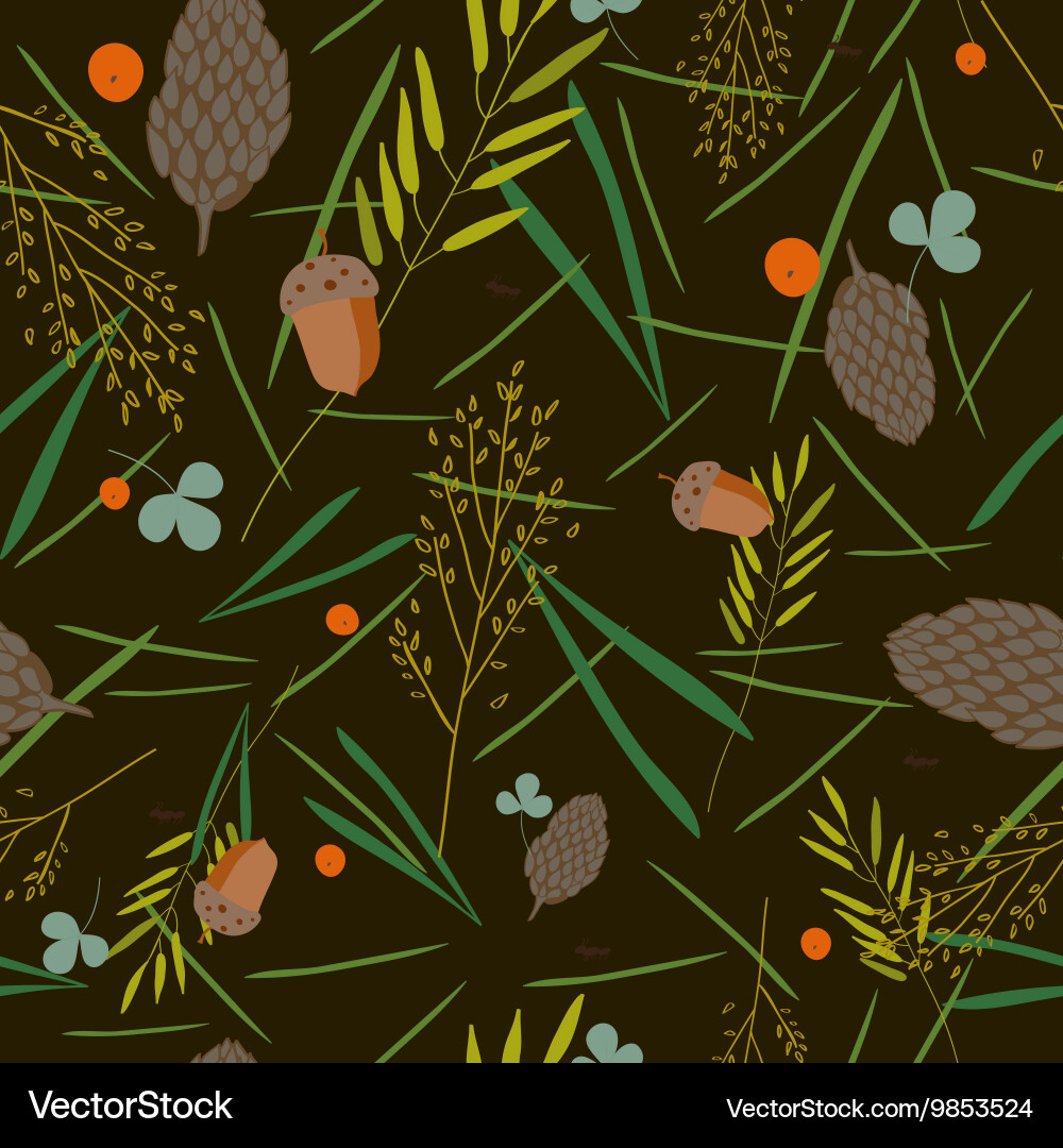 Pattern with the image of forest cones fir vector image
