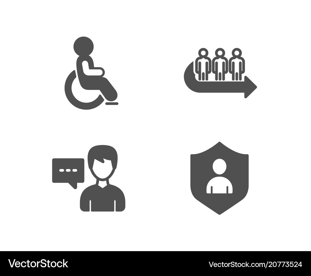 Queue disabled and person talk icons security Vector Image