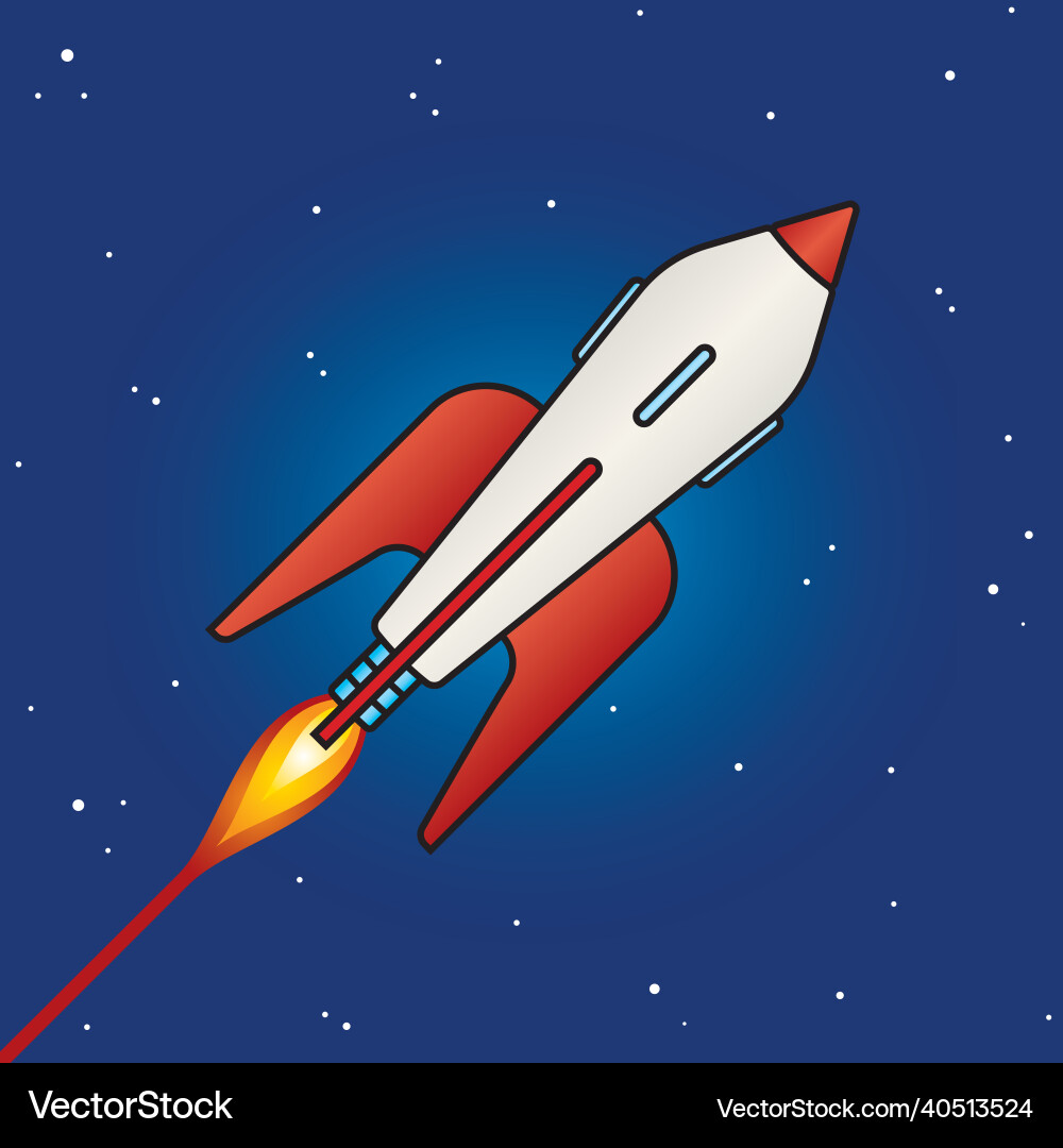 Retro science fiction rocket design in outer space Retro science fiction rocket design in outer space vector image