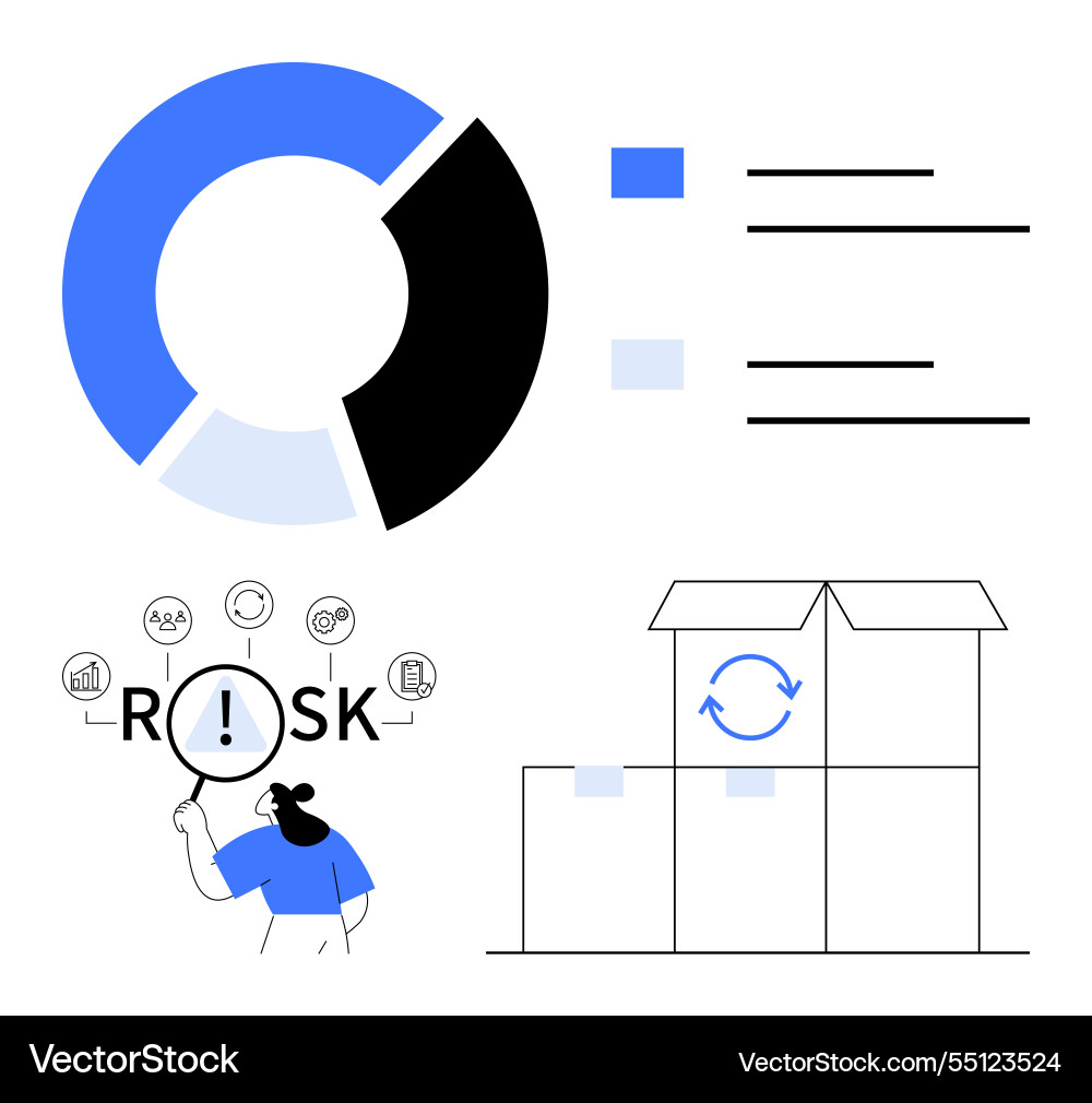 Risk management visualization with pie chart Risk management visualization with pie chart vector image