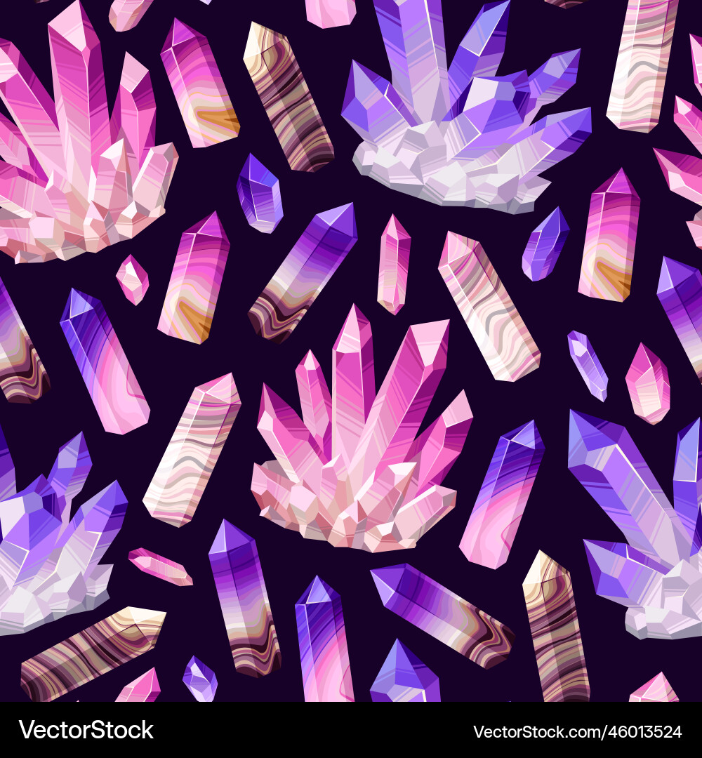 Seamless pattern with colorful crystal gems vector image