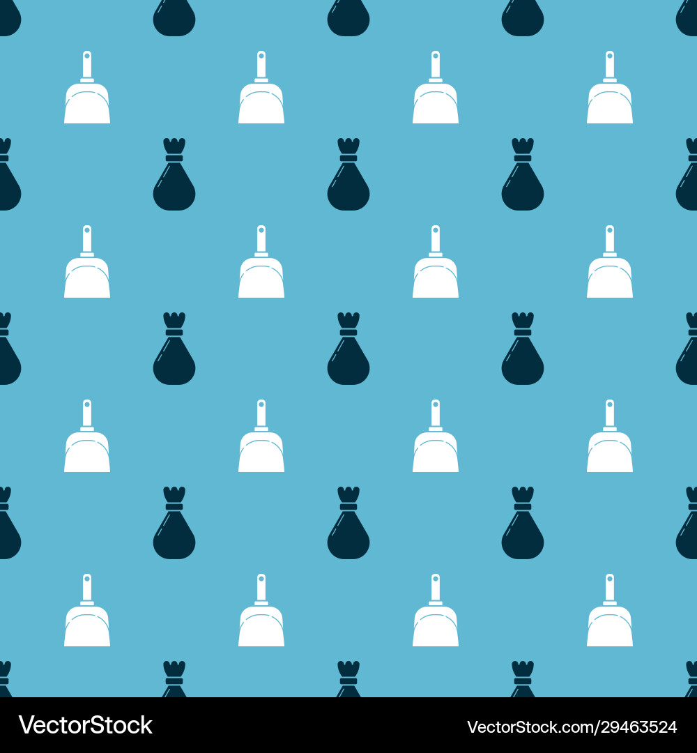 Set garbage bag and dustpan on seamless pattern Set garbage bag and dustpan on seamless pattern Vector Image
