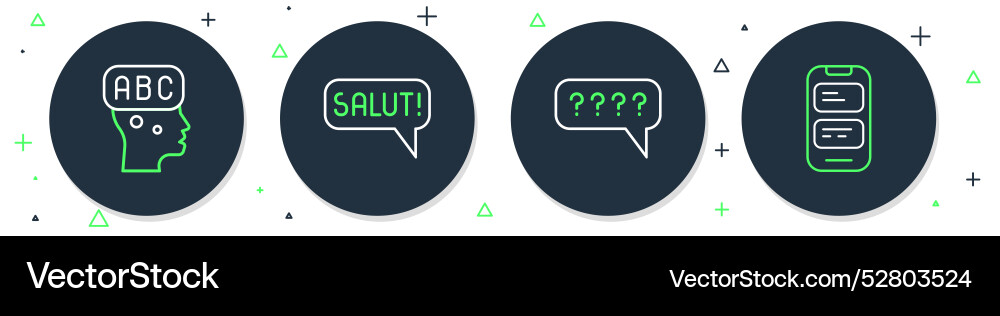 Set line salut in different languages speech Set line salut in different languages speech vector image