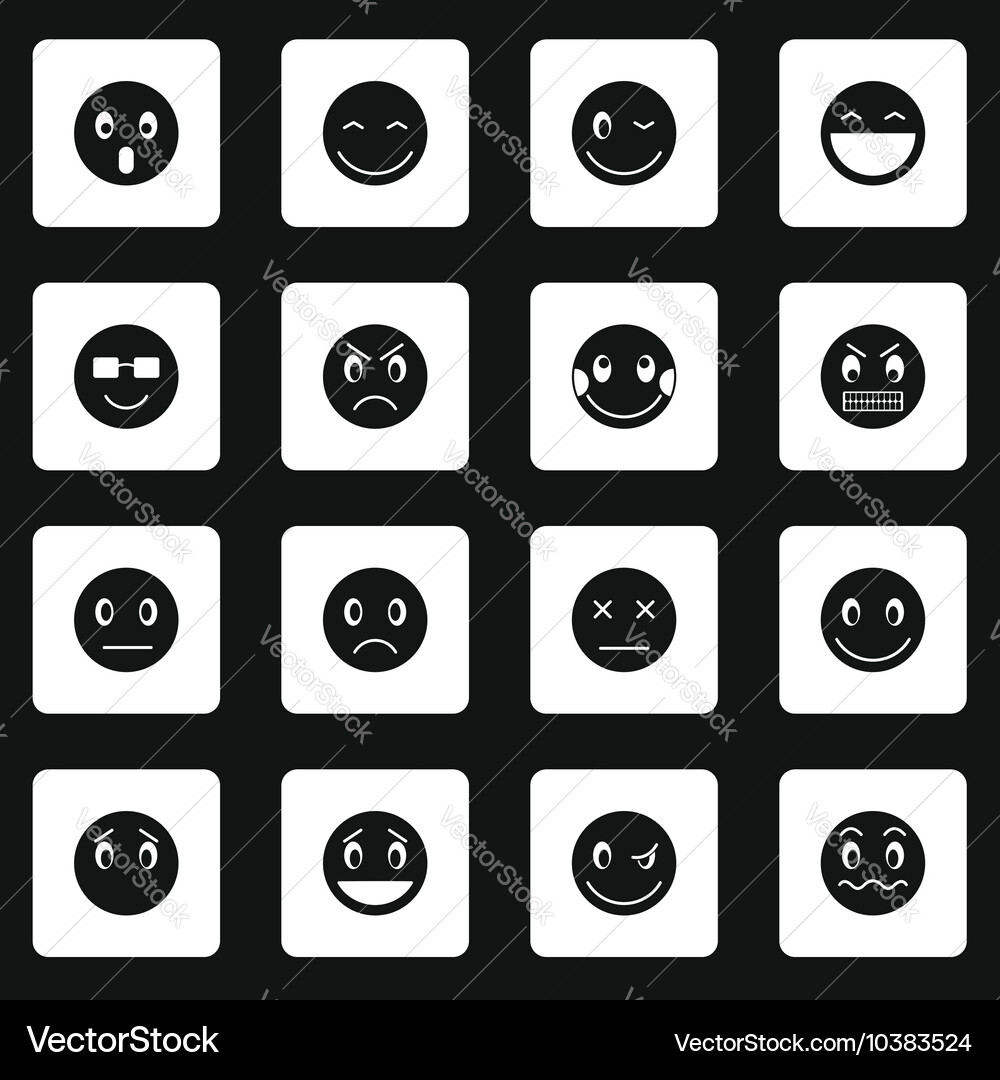 Smile icons set simple style Vector Image