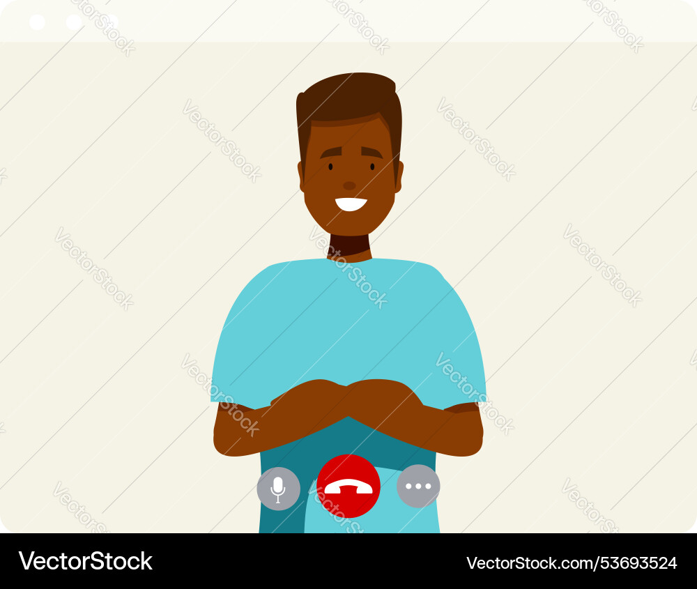 Smiling young man having video call on computer Smiling young man having video call on computer vector image