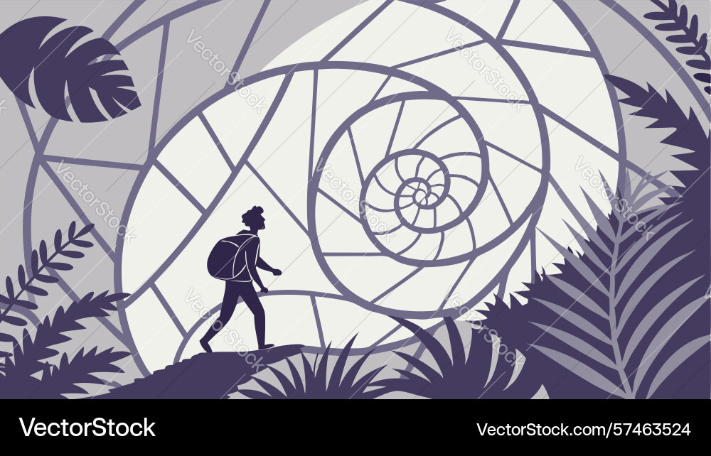 Spiral path journey person navigating an abstract vector image