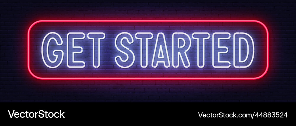 Starten Sie Neonzeichen auf Ziegelwand Hintergrund Starten Sie Neonzeichen auf Ziegelwand Hintergrund vektorbild