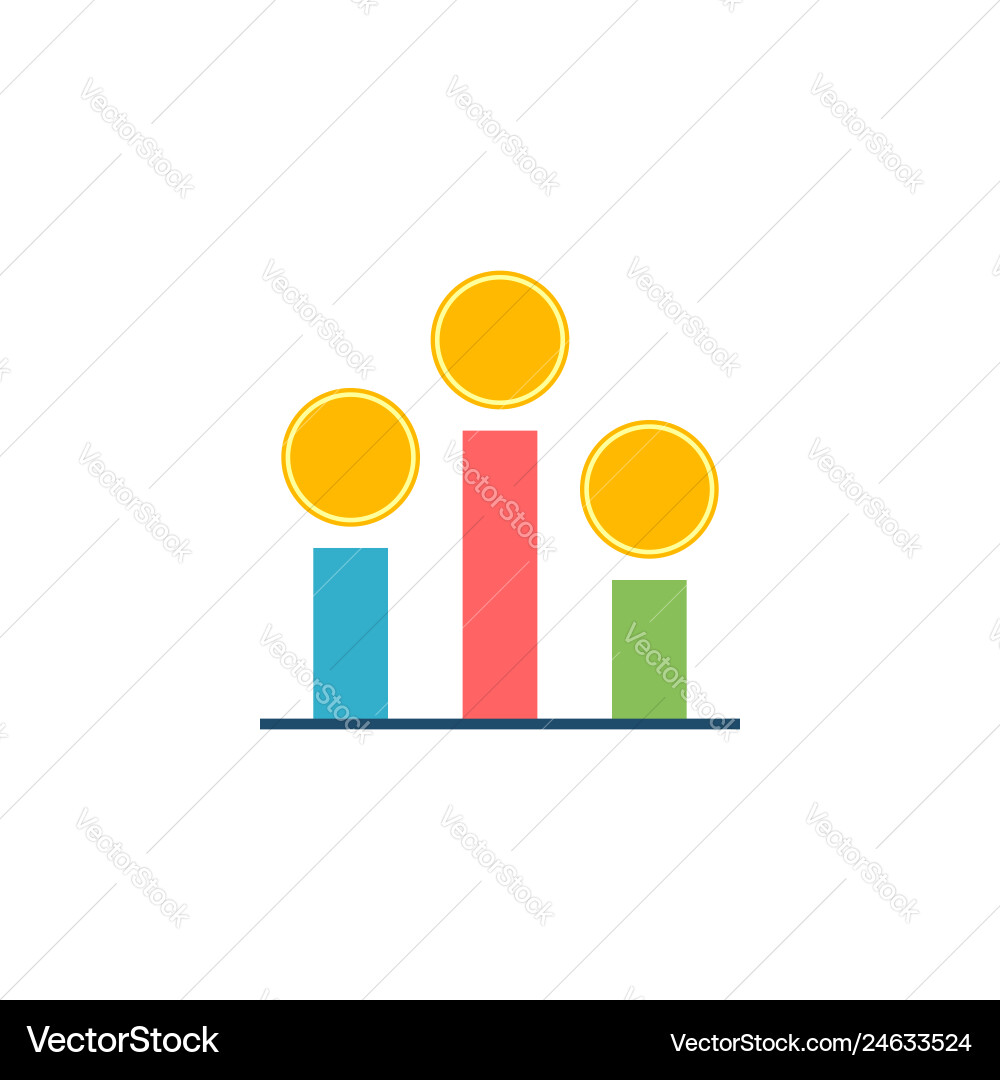 Statistic chart with coins flat icon Statistic chart with coins flat icon vector image