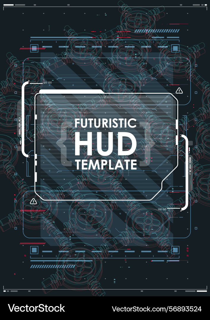 Tech abstract poster template with hud elements Tech abstract poster template with hud elements vector image