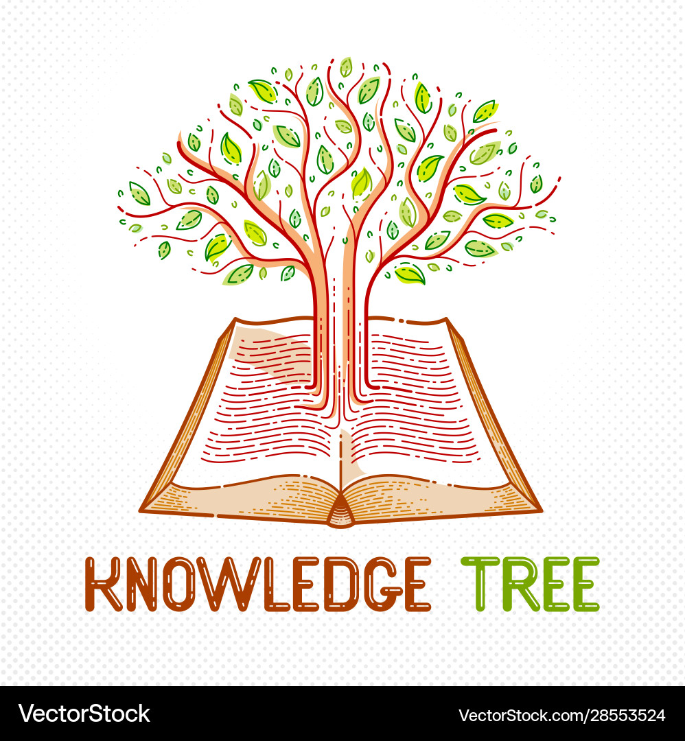 Tree growing from text lines an open vintage Tree growing from text lines an open vintage Vector Image