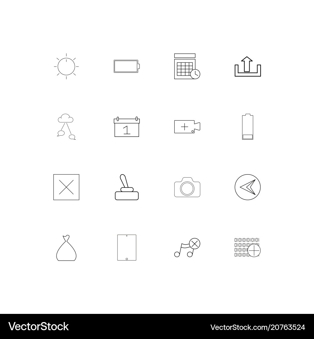 User interface linear thin icons set outlined vector image