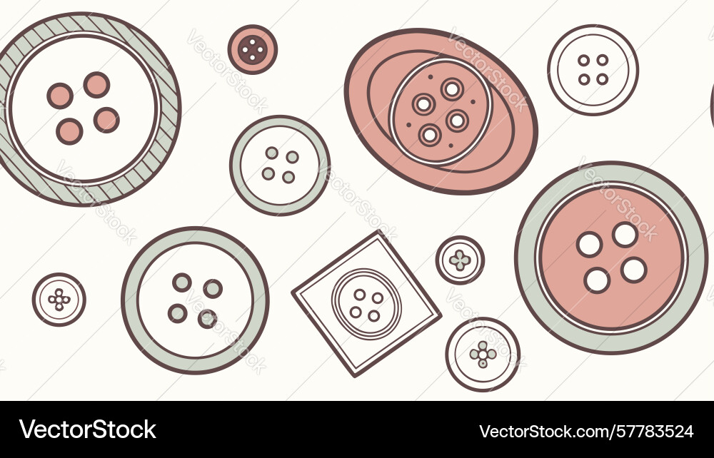 Varied buttons pattern craft decorative element Vector Image