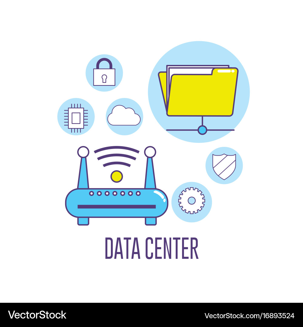 Wifi router technology data center connection vector image