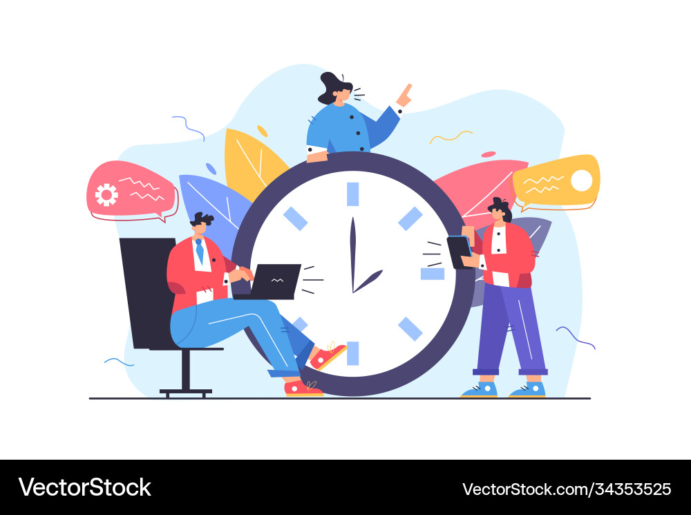 A group workers are working on projects time A group workers are working on projects time vector image
