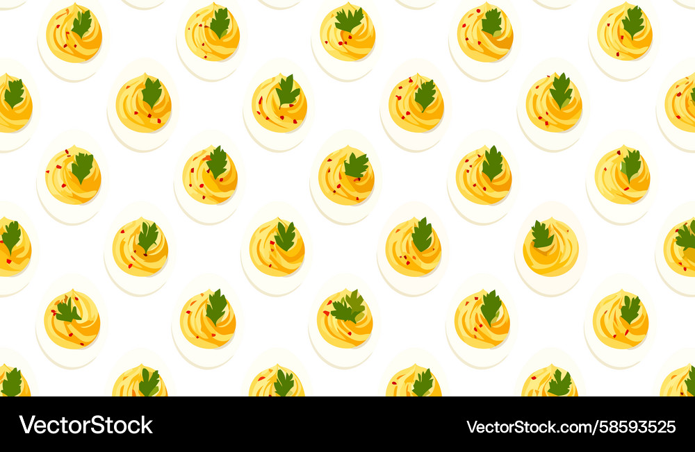 Appetizing array of deviled eggs in a seamless Vector Image