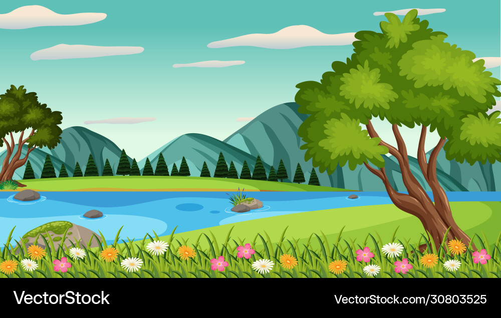 Background scene with many trees in park Background scene with many trees in park Vector Image