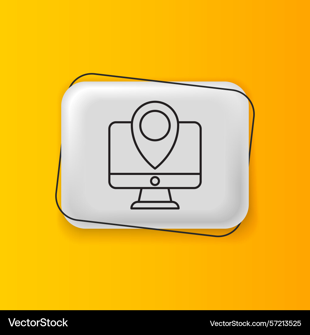 Black computer monitor and folded map vector image