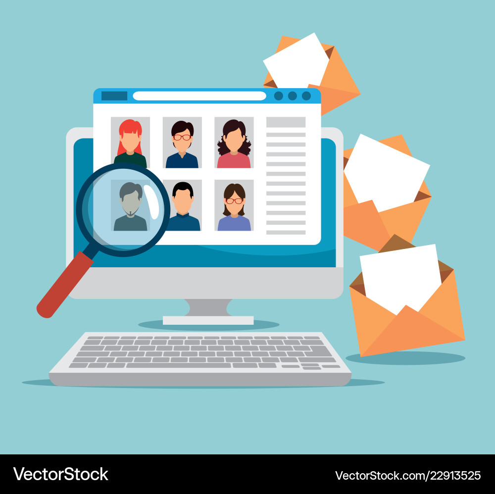 Computer website technology with messages Vector Image