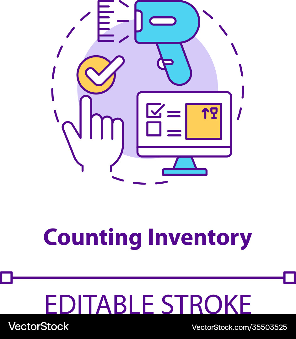 Counting inventory concept icon Counting inventory concept icon vector image