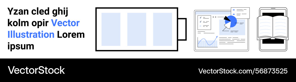 Data analysis battery usage and digital reading Vector Image