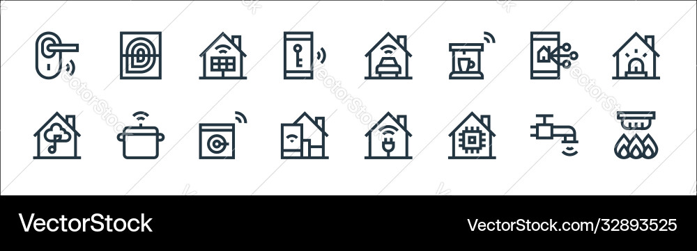 Flat smarthome line icons linear set quality Flat smarthome line icons linear set quality vector image