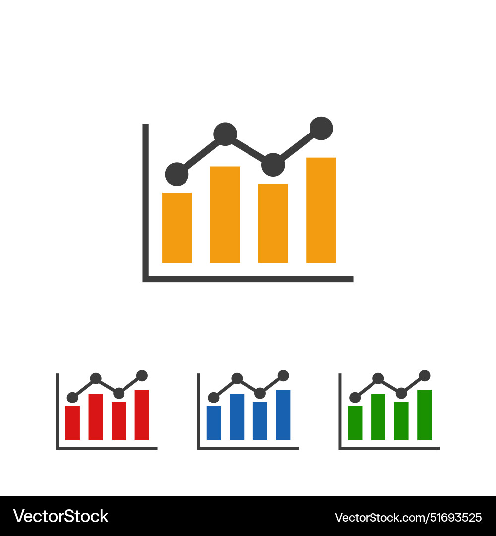 Graph icon set and chart bar symbol vector image