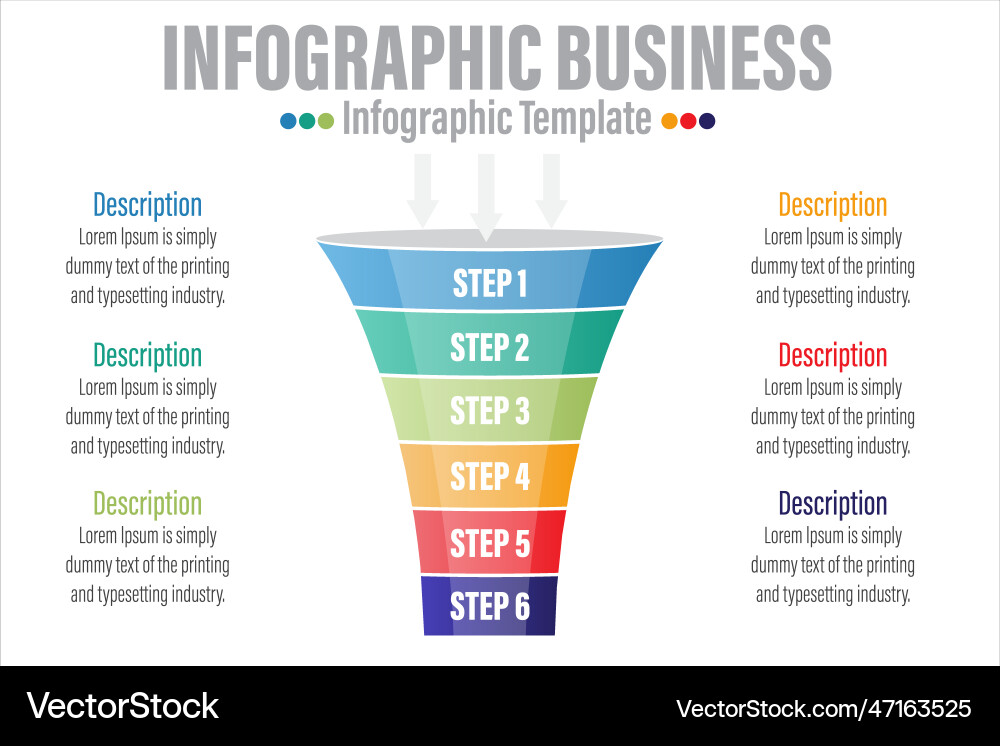 Infographic funnel block chart concept for slide Vector Image