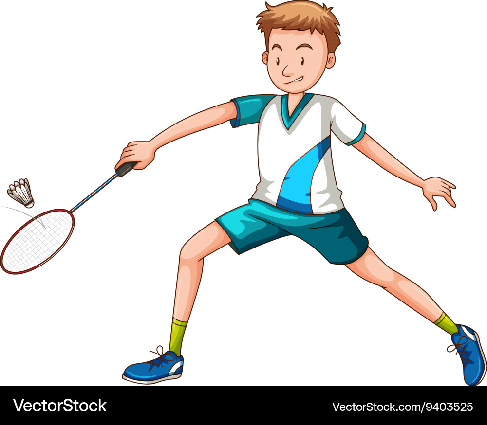Man playing badminton with racket vector image
