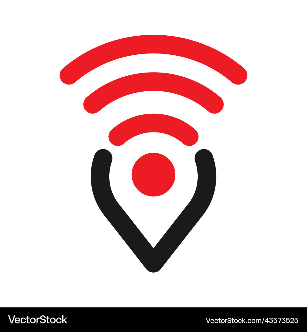 Pointer and wifi logo icon map internet Pointer and wifi logo icon map internet vector image