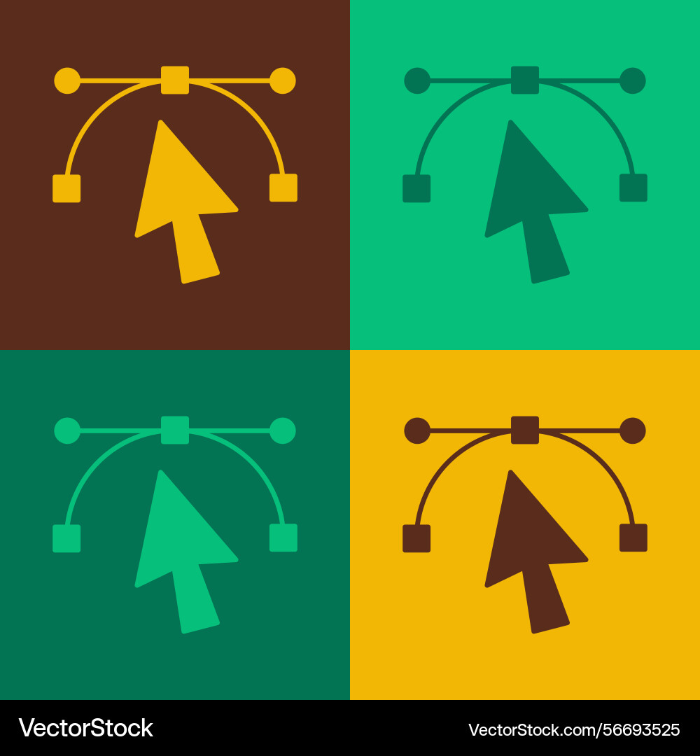 Pop art bezier curve icon isolated on color Vector Image