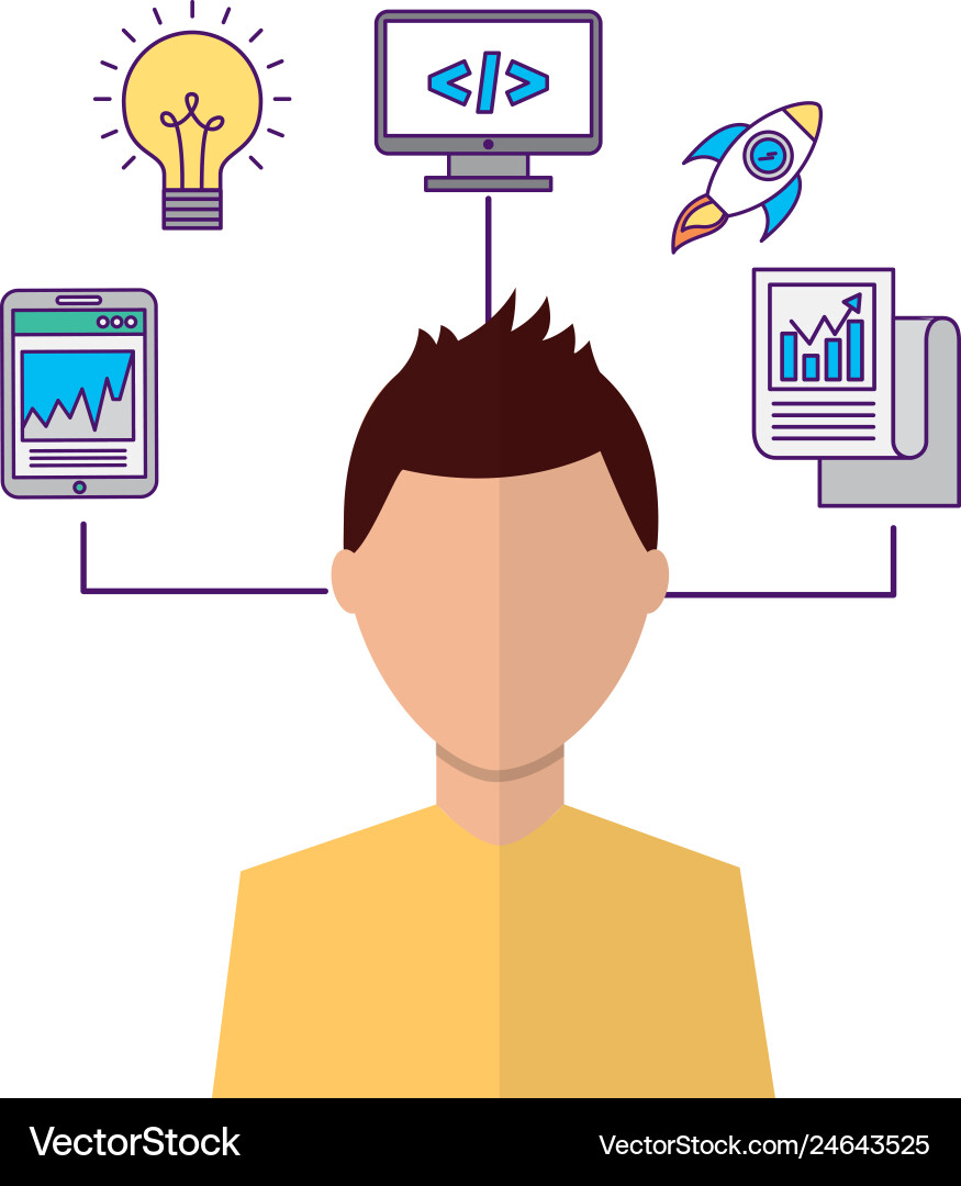 Portrait of man coding programmer vector image