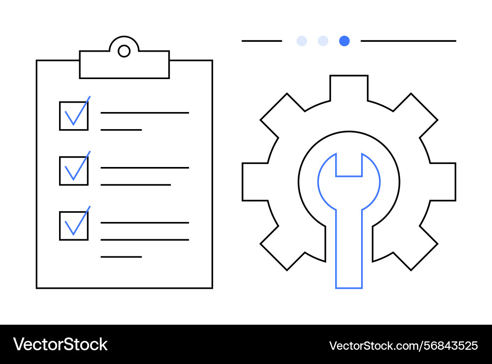 Process checklist and gear setup representing Vector Image
