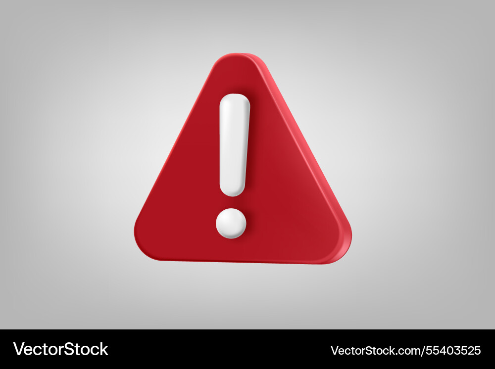 Red triangle with exclamation sign 3d application vector image