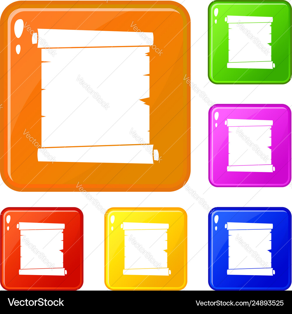 Retro scroll paper icons set color Retro scroll paper icons set color vector image