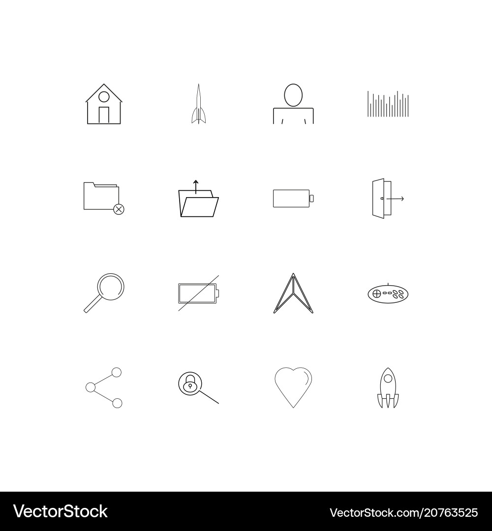 User interface linear thin icons set outlined vector image