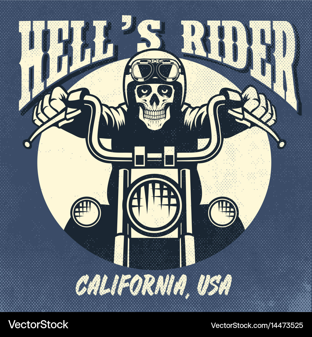 Vintage Skull Rider Emblem Vector Image